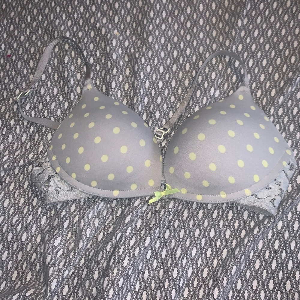 Grey Polka Dot Bra
